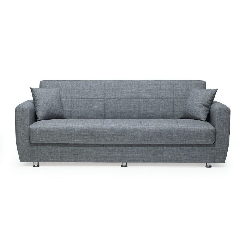Divano letto Tre posti con Contenitore ROTTERDAM in tessuto Grigio 228x90x h89 cm