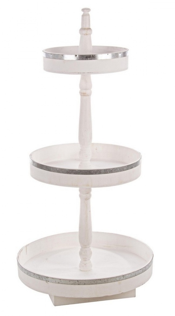 Espositore legno bianco 3 piani tondo cm 50 x 50 x 102
