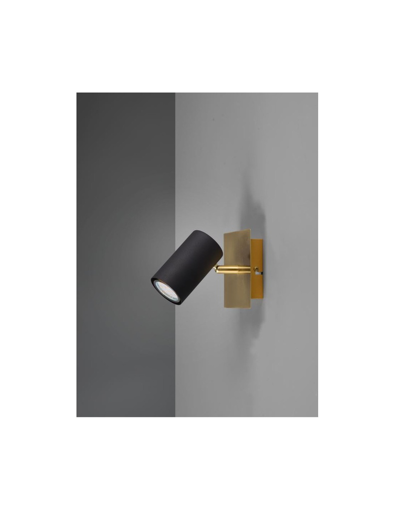 Faretto Marley Base Oro Con Spot Cilindrico Nero Orientabile Trio Lighting
