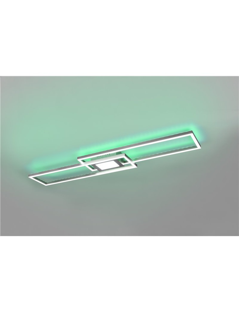 Ganado plafoniera led rettangolare acciaio retro-illuminata rgb con telecomando multifunzione l. 110cm Moderno LED