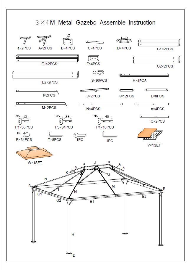 Gazebo dallas lusso 3x3m con zanzariera 400g-m2