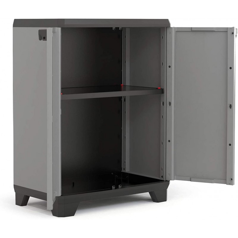 Keter Mobile Armadio Resina Basso Grigio con 1 Ripiano per Arredamento Esterno Stilo.