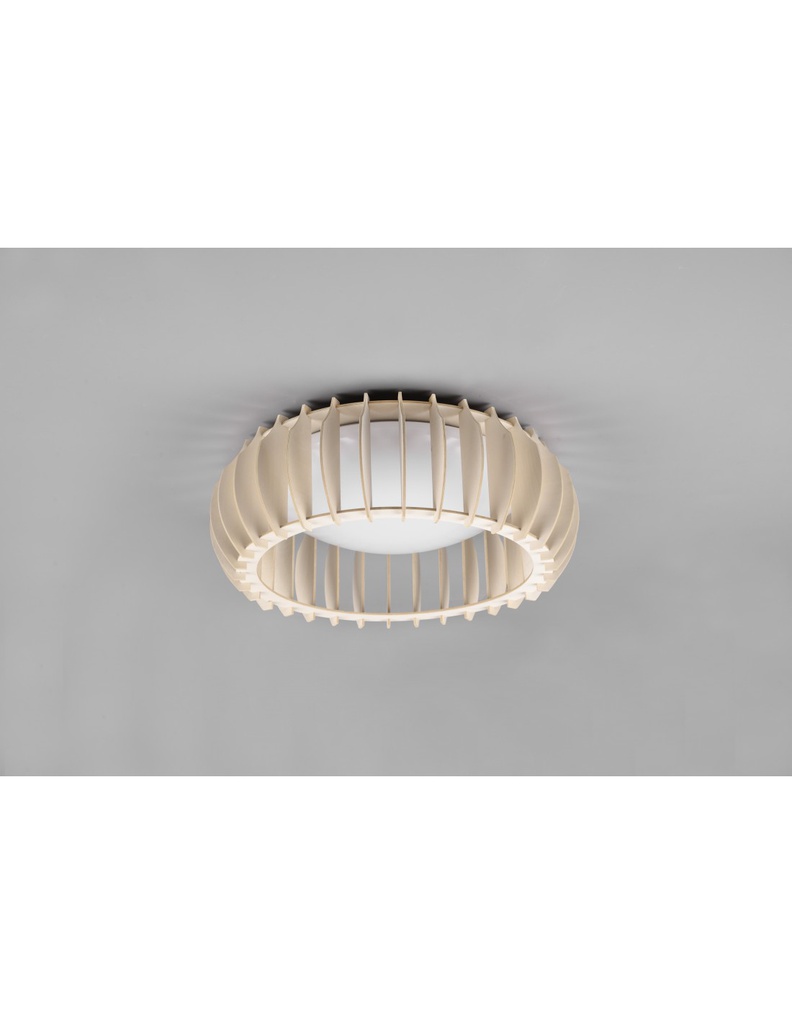 Lampada Da Soffitto Legno Naturale Led Dimmer Monte Ø40 cm Trio Lighting