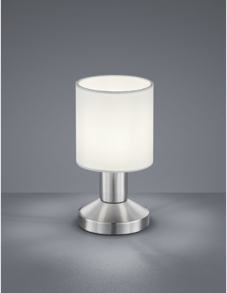 Lampada Da Tavolo Garda Nichel E Tessuto Bianco Ø9 cm Trio Lighting