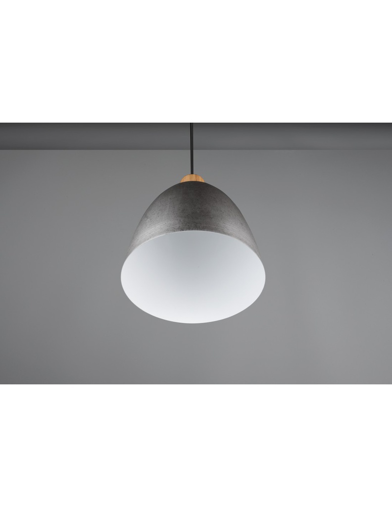 Lampada Sospensione Cucina Jagger Metallo Nichel Inserto Legno Trio Lighting