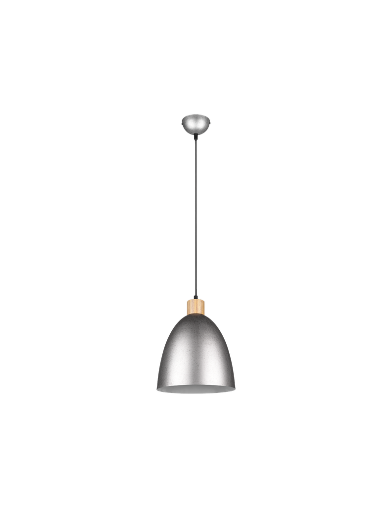Lampada Sospensione Cucina Jagger Metallo Nichel Inserto Legno Trio Lighting