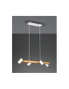 Lampada Sospensione Lineare Legno 4 Spot Cilindrici Orientabili Bianco Marley Trio Lighting