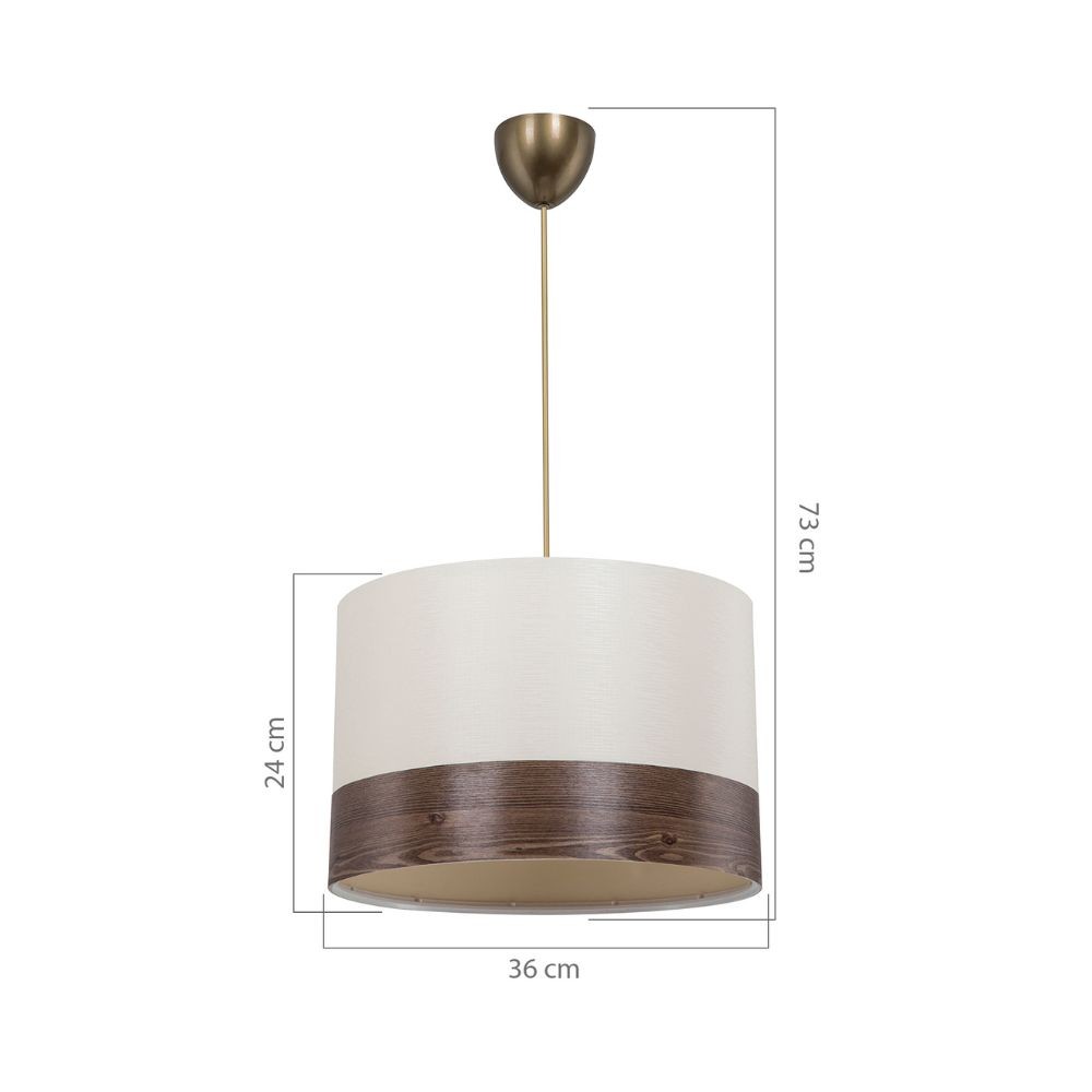 Lampada a sospensione Alfina tessuto bianco fascia effetto legno ASZ1668 EFFEZ