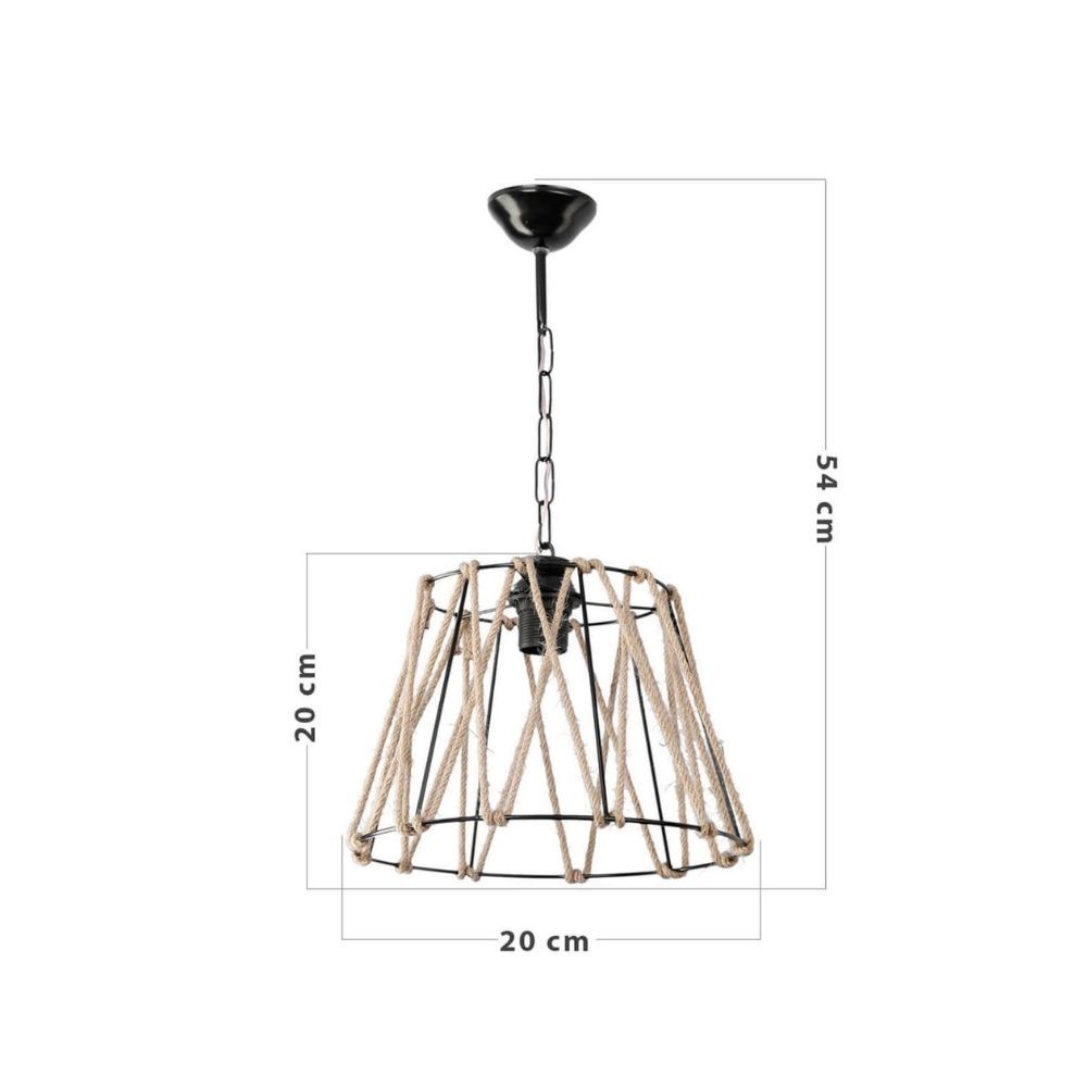 Lampada a sospensione Evren ASZ0881 metallo nero e corda
