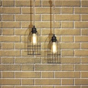 Lampada a sospensione Halat ASZ0549 in metallo nero e corda