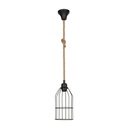 Lampada a sospensione Halat ASZ0549 in metallo nero e corda EFFEZ