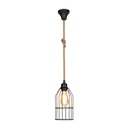 Lampada a sospensione Halat ASZ0549 in metallo nero e corda EFFEZ