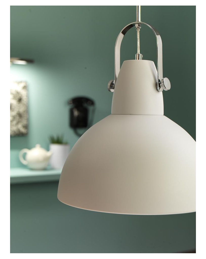 Lampada a sospensione Kande in acciaio bianco STS