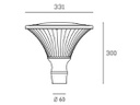 Lampada da esterno in alluminio pressofuso, diffusore trasparente, diametro 60mm, altezza max 160mm, IP65 tortora