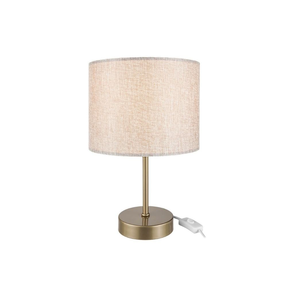 Lampada da tavolo Flora ASZ1496 con paralume cilindrico tessuto sabbia