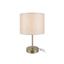 Lampada da tavolo Flora ASZ1496 con paralume cilindrico tessuto sabbia