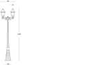 Lampada da terra in alluminio pressofuso con diffusori in vetro trasparente, altezza max 210mm, alimentazione 230V ~ 50Hz, IP43 nero