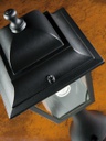 Lampada da terra in alluminio pressofuso, diffusori in vetro trasparente, altezza max 210mm, alimentazione 230V, potenza massima 100W nero