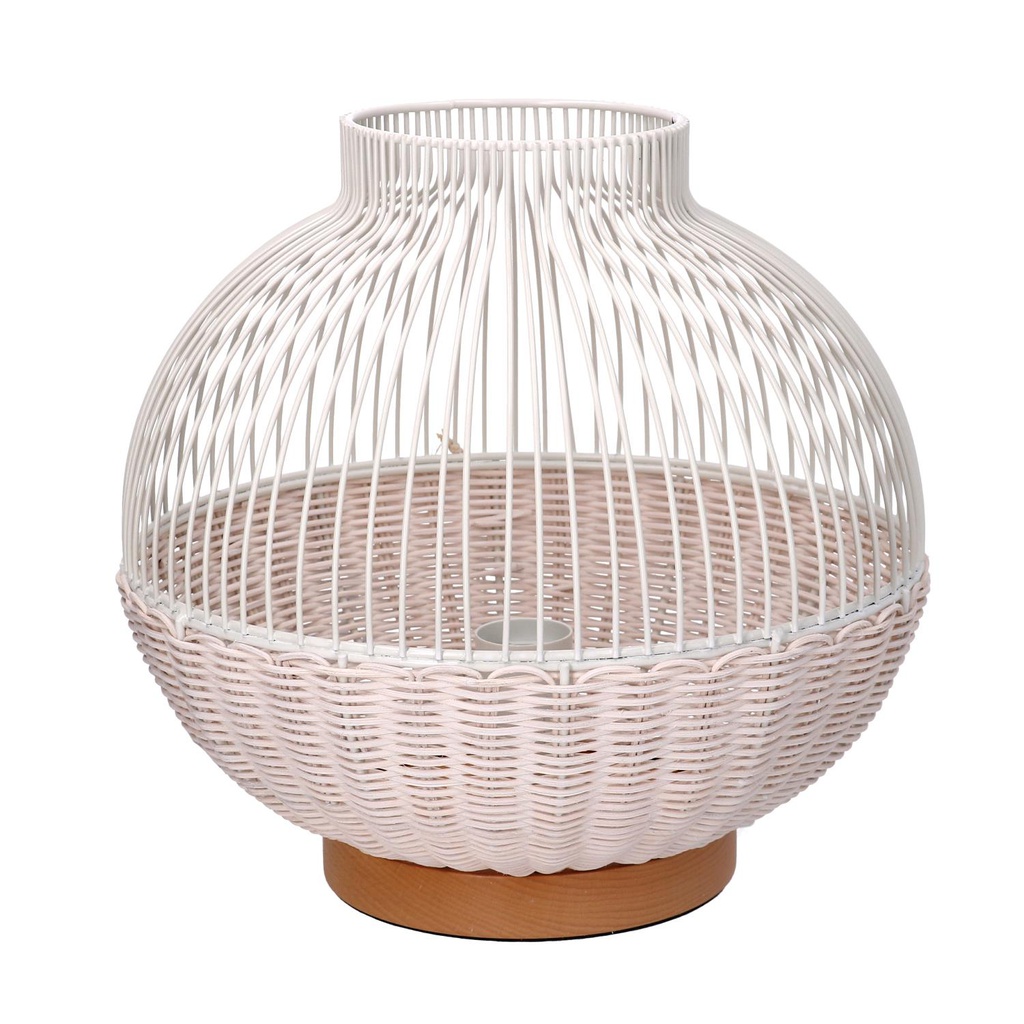 Lampada rattan bianco con attacco cmø30