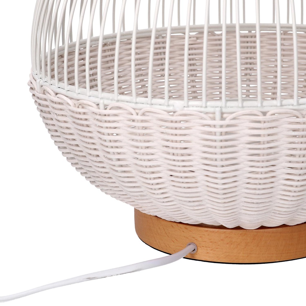 Lampada rattan bianco con attacco cmø30