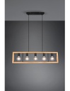 Lampadario Agra Gabbia Rettangolare Legno 5 Luci Legno Naturale E Nero Trio Lighting