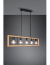 Lampadario Agra Gabbia Rettangolare Legno 5 Luci Legno Naturale E Nero Trio Lighting