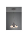 Lampadario Sospensione Rustica 5 Luci Ruggine Coppe Vetro Bianco Trio Lighting