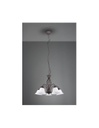 Lampadario Sospensione Rustica 5 Luci Ruggine Coppe Vetro Bianco Trio Lighting