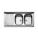 Lavello cucina due vasche con gocciolatoio sx acciaio da appoggio 50x120 cm(N127SX)