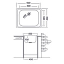 Lavello da cucina una vasca in acciaio inox satinato da incasso 40x50 cm(N20535)