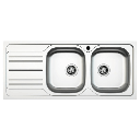 Lavello incasso cucina MP1162SX acciaio116x50 cm due vasche e gocciolatoio sinistro EFFEZ
