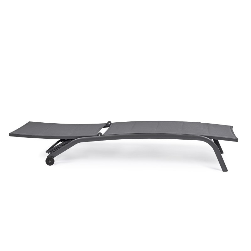 Lettino da giardino in alluminio con ruote Antracite CLEOPAS 61x192x h96 cm