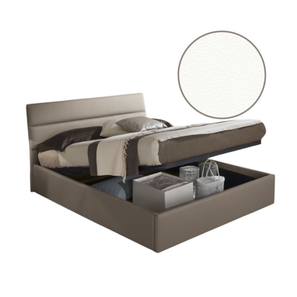 Letto matrimoniale contenitore Ios ecopelle bianca EFFEZ