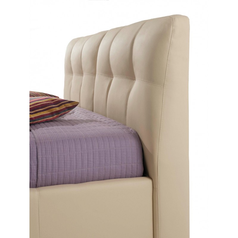 Letto matrimoniale in ecopelle crema c-contenitore 182x216xh.104 cm