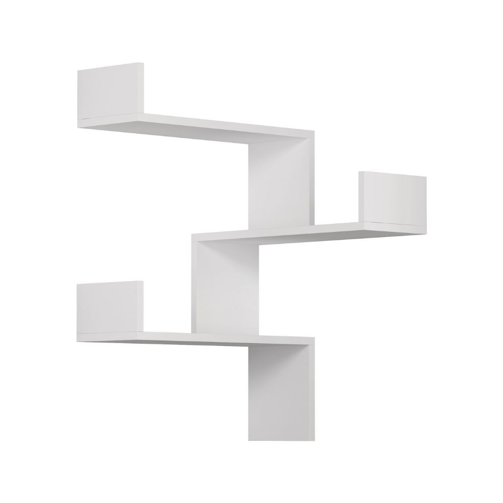 Libreria angolare a parete con 3 livelli bianca H 90 x P 22 x L 60 cm