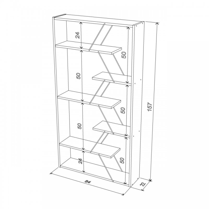 Libreria moderna moderna divisorio bianca cm 84x22x157 h EFFEZ