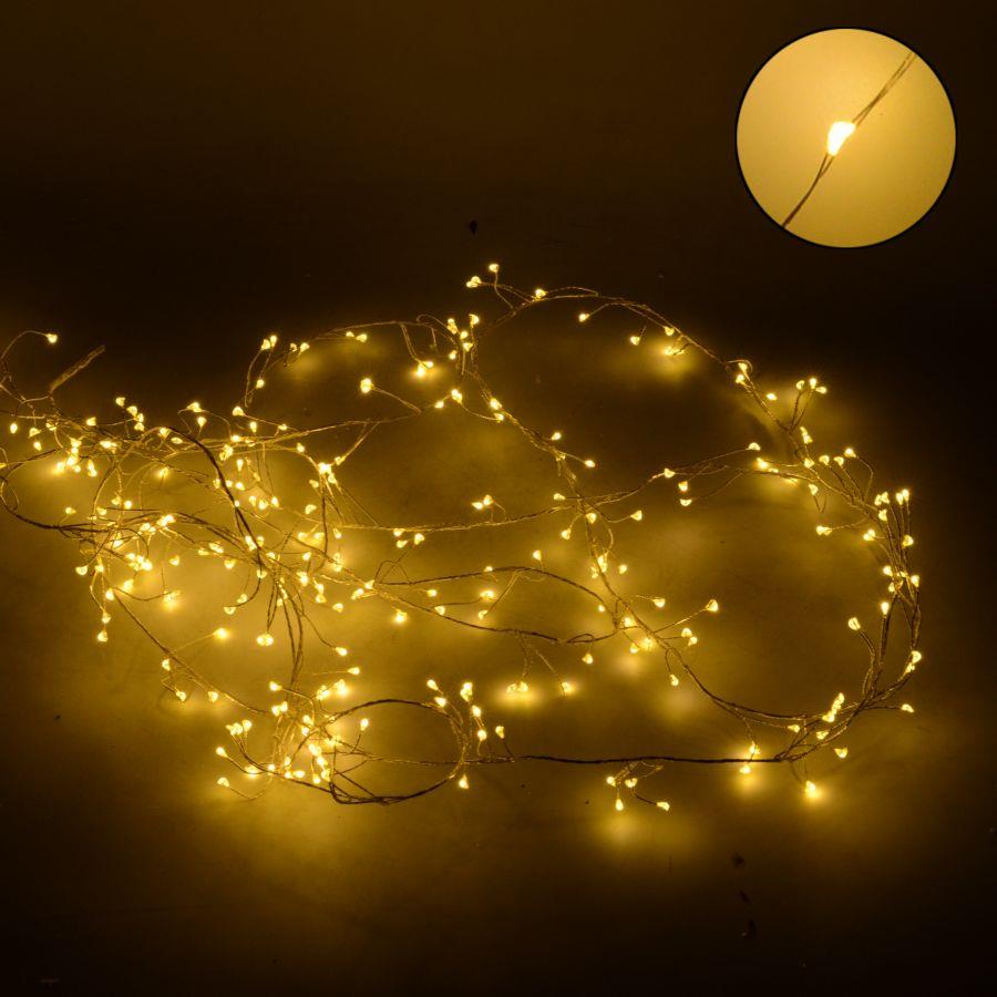 Luce filo 160 micro led bianco caldo alimentazione fissa uso esterno cm1x1x200
