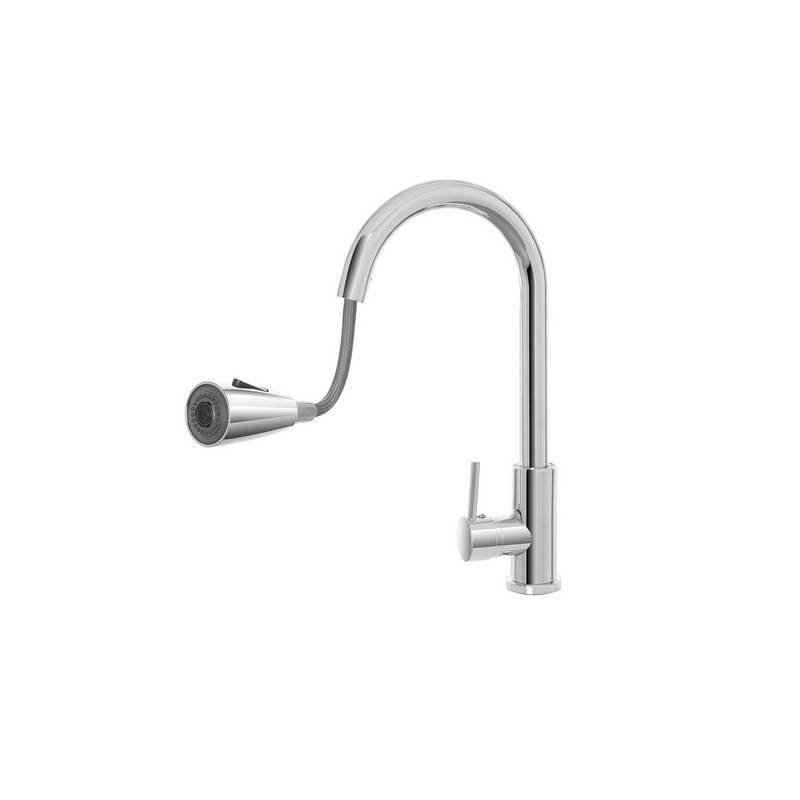Miscelatore lavello cromato con doccetta estraibile - Serie Kitchen