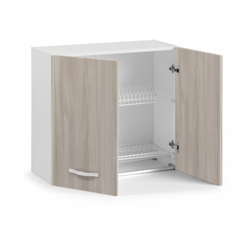 Mobile Pensile scolapiatti componibile per cucina olmo Cm 80x32xH 72 con 2 ante