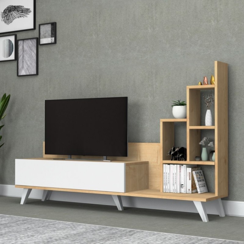 Mobile Porta TV con libreria Rovere BINGO 160x35x h105 cm (D2306TV160M051)