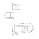 Mobile TV Klappe rovere con ante bianche e mensole 56,50 cm x 125,50 cm x 33 cm