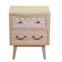 Mobile comodino 2 cassetti legno naturale cm 30 x 44,5 x h 55,5