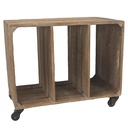 Mobile consolle c/ruote 3 scomparti cm 61x35h50
