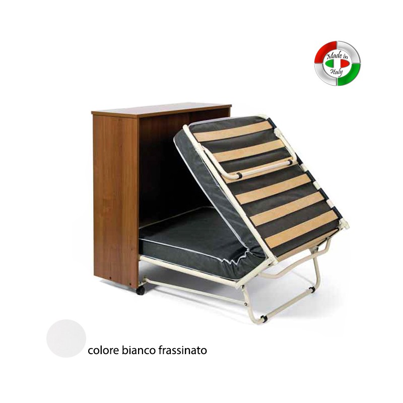 Mobile giroletto Bianco in legno nobilitato con rete a doghe 85x36xH.100 cm