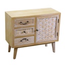 Mobile legno naturale 1 anta + 3 cassetti cm 30 x 70 x h 60