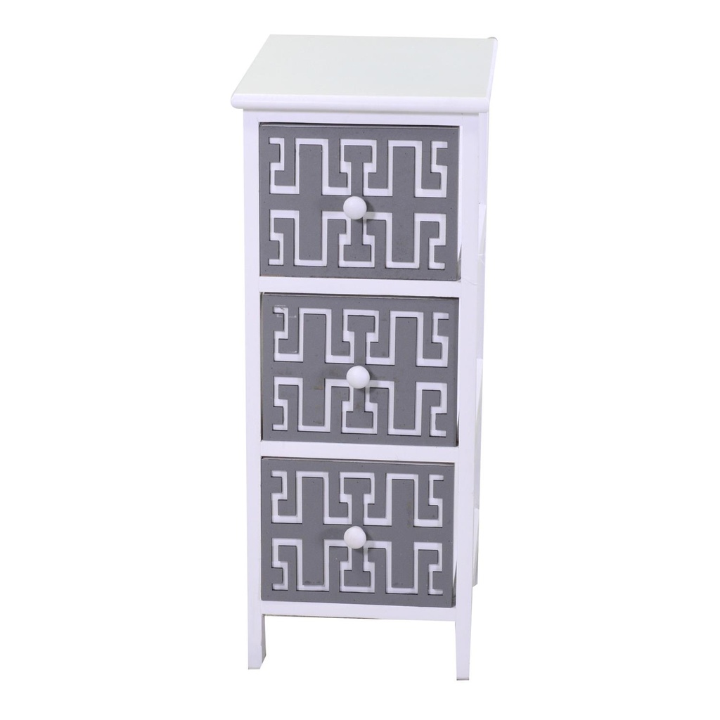 Mobiletto gianna cassettiera bianco grigio 3 cassetti cm 26x32h63