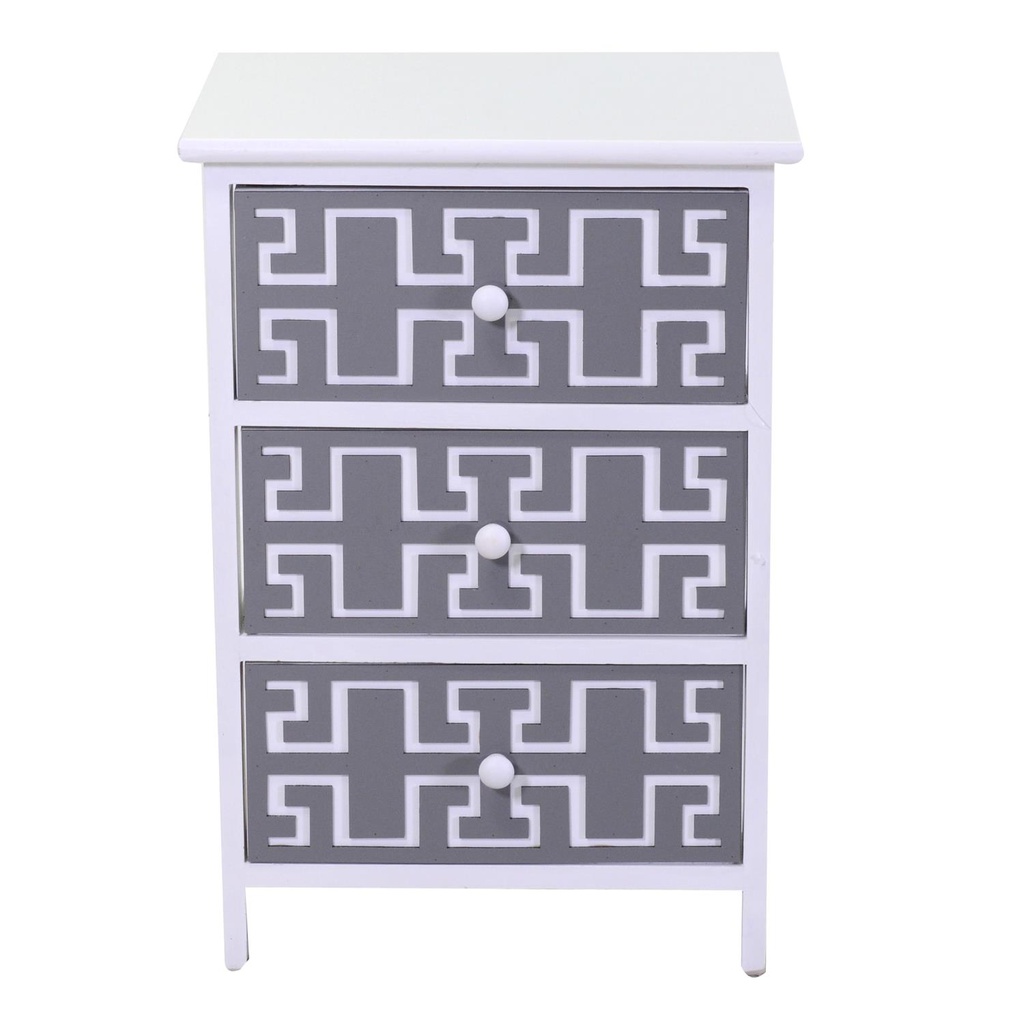 Mobiletto gianna cassettiera bianco grigio 3 cassetti cm 40x29h58