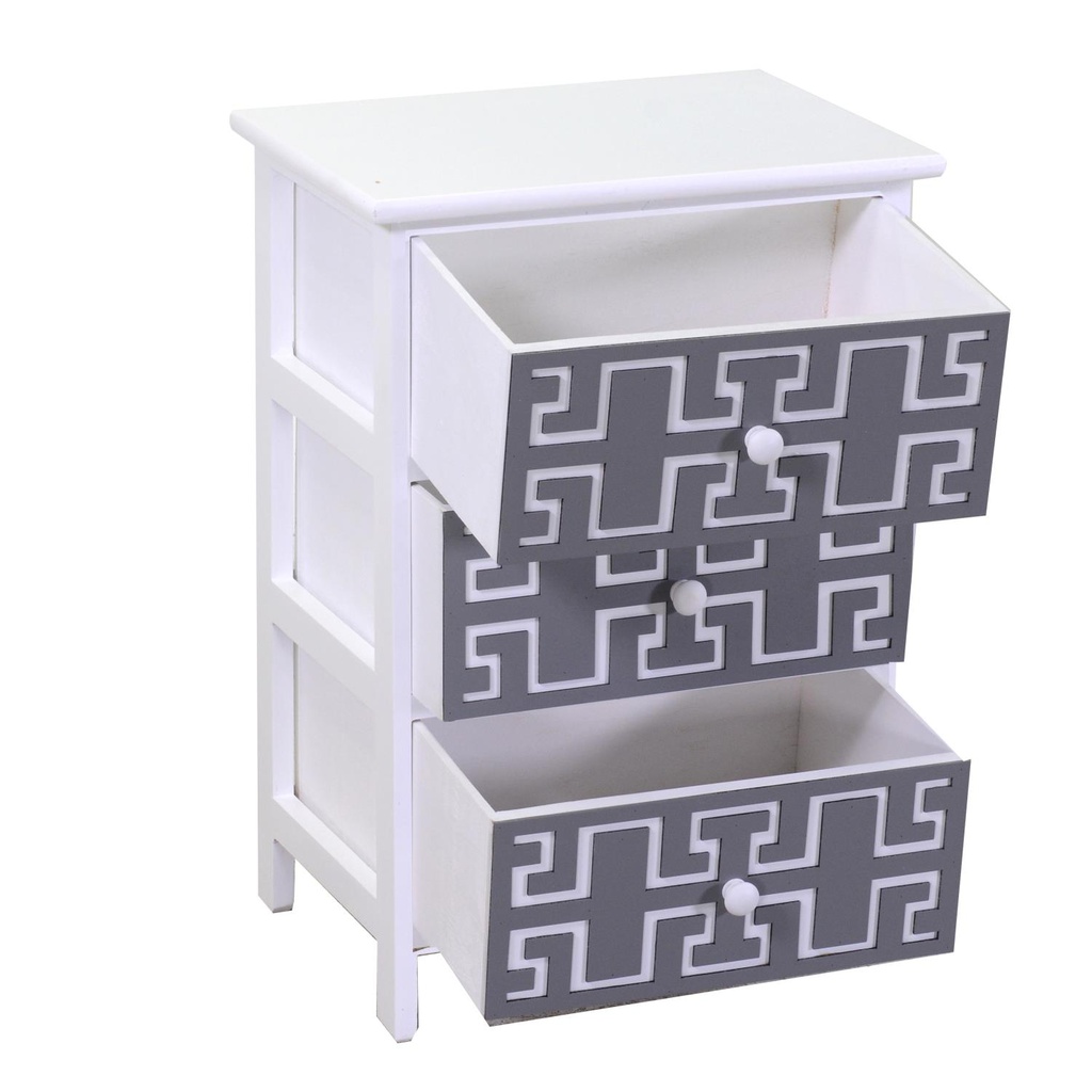 Mobiletto gianna cassettiera bianco grigio 3 cassetti cm 40x29h58