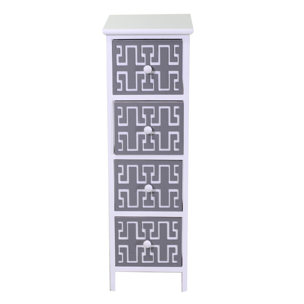 Mobiletto gianna cassettiera bianco grigio 4 cassetti cm 26x32h81