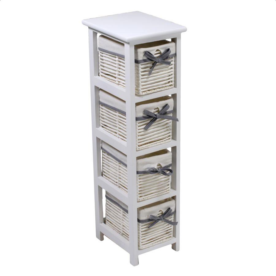 Mobiletto hilary cassettiera bianco 4 cassetti cm 22x28h81